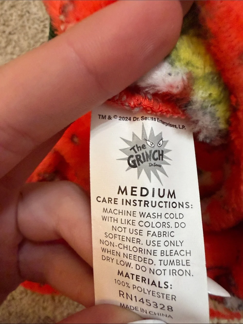 The Grinch Dog Outfit Red Fleece Top with Green Pocket